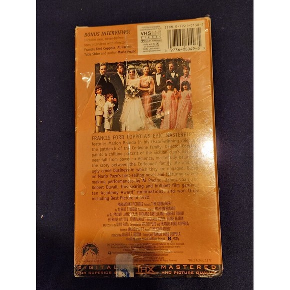 The Godfather (VHS, 1997, 2-Tape Set, Closed Captioned) - Picture 2 of 4